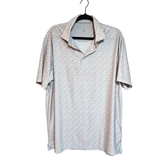 Hickey Freeman Men's Gray Patterned Golf Polo Shirt L/G Polyester Spandex - Picture 1 of 12
